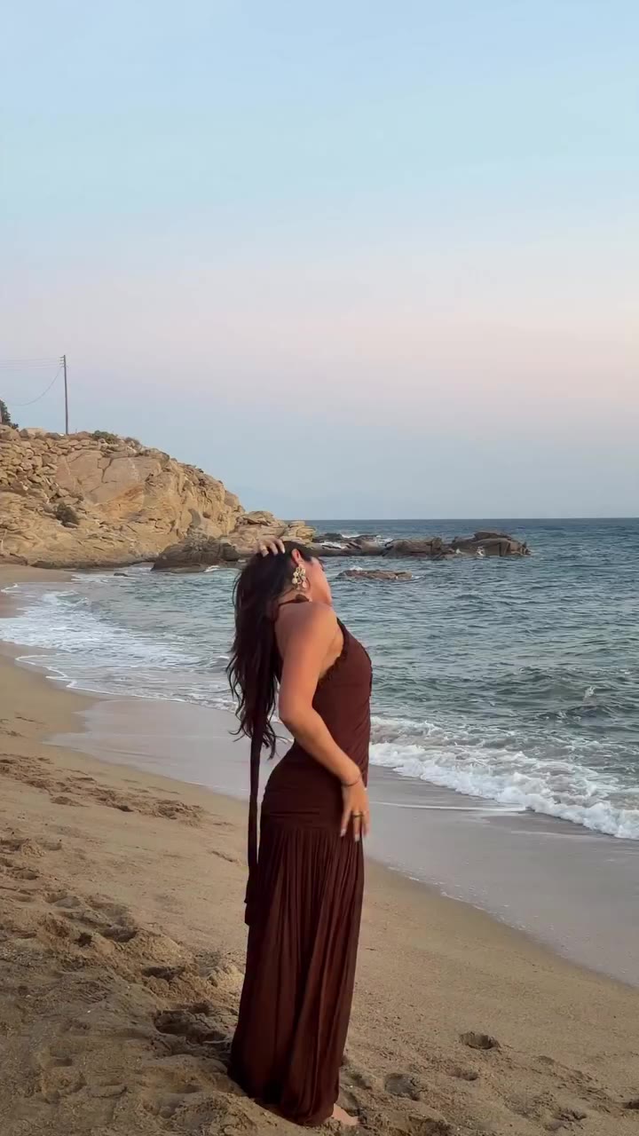 @shetroublemaker in our Azura Maxi Dress🤎 Shop on www.arabellaa.com