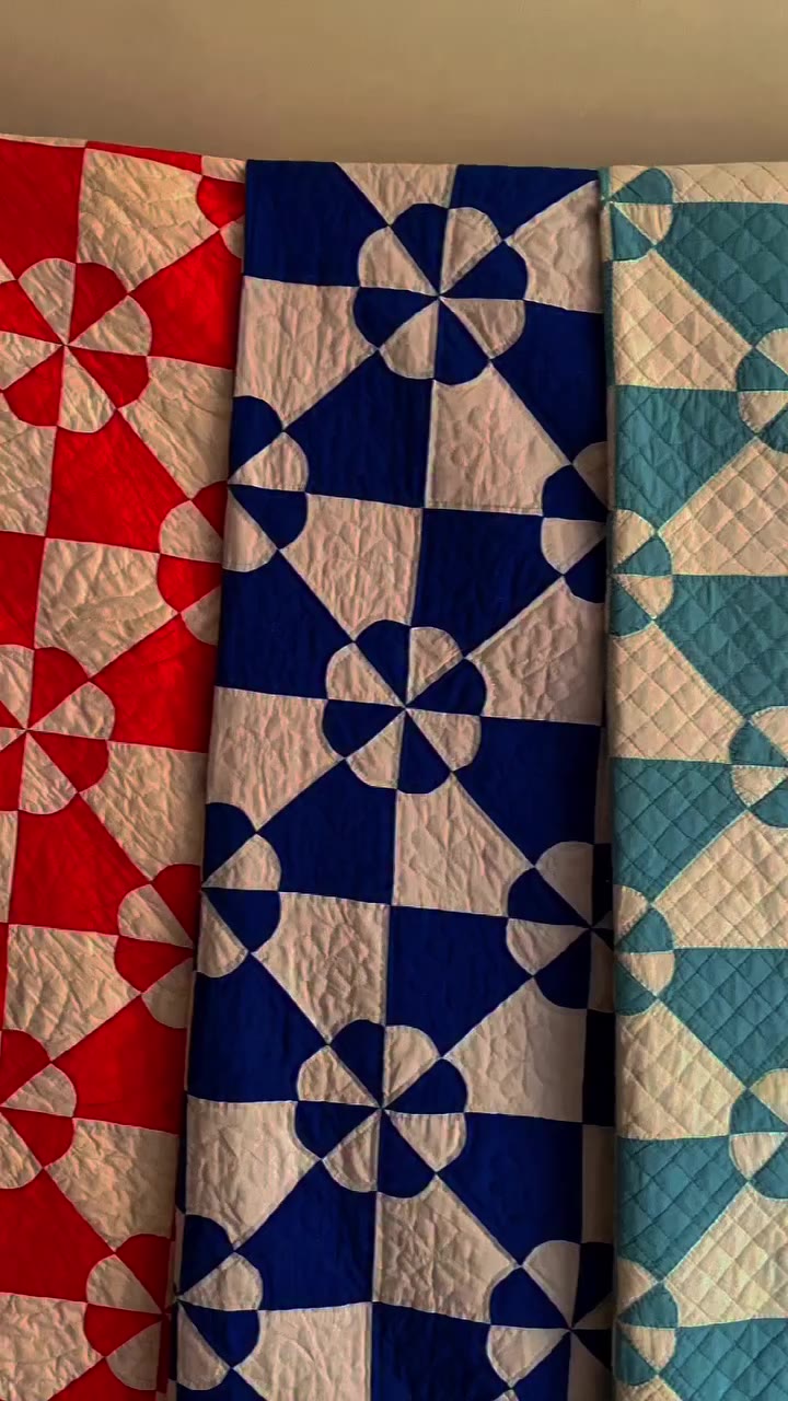 One pattern, four beautiful vintage quilts. 🤍 The Hearts & Gizzards pattern…