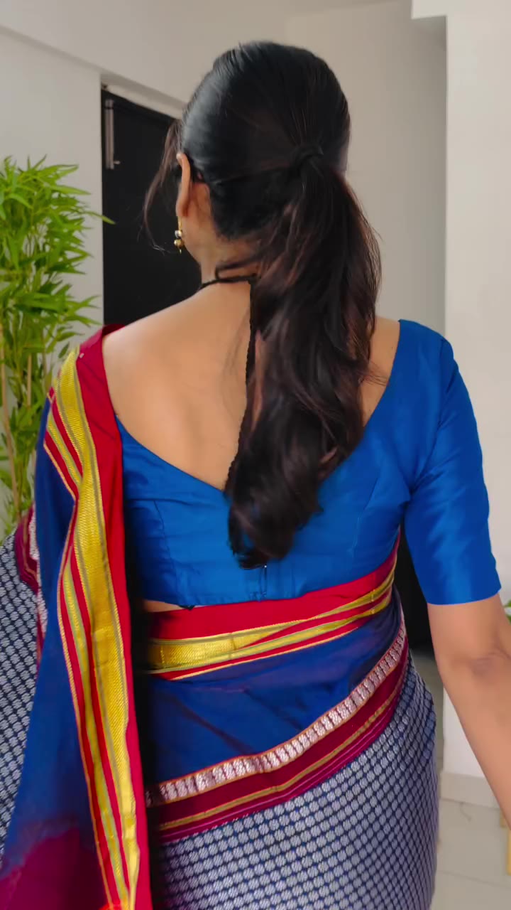 *Fabric: Lightweight handloom fabric * Colour: Royal blue with bold red and…