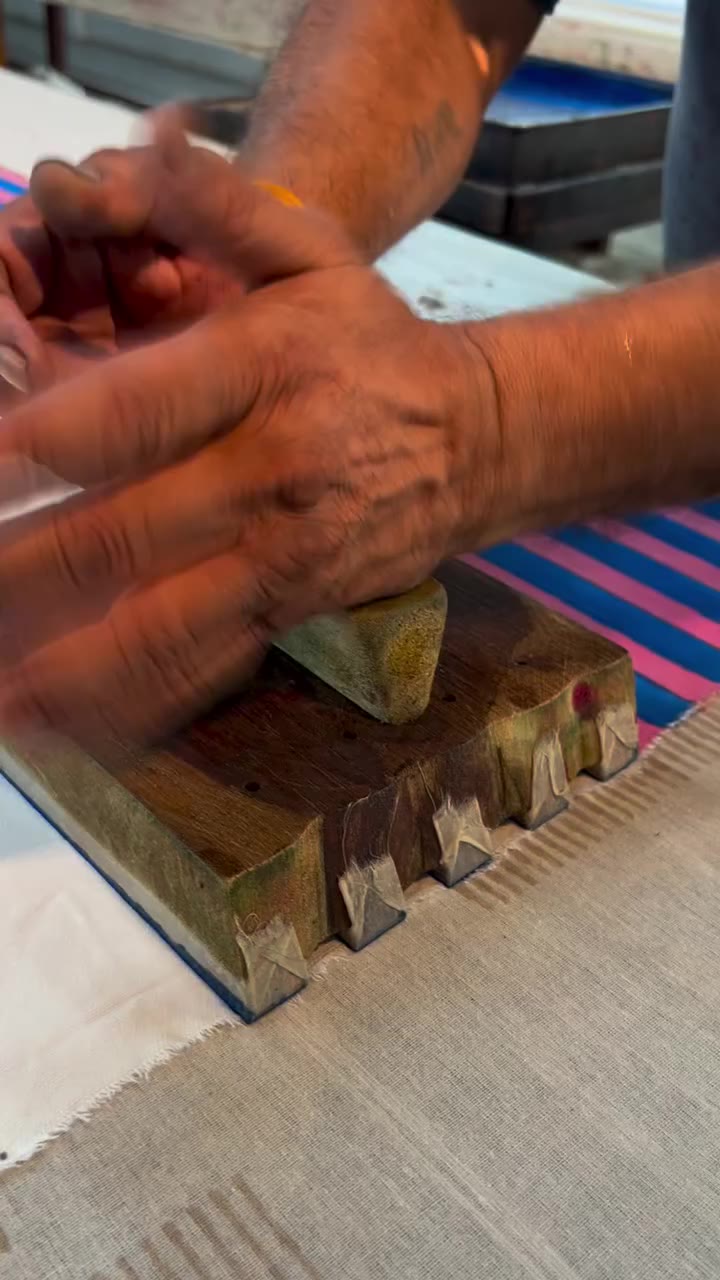 This is what we do. Hands, wooden blocks, colour mixed by hand, and a whole…
