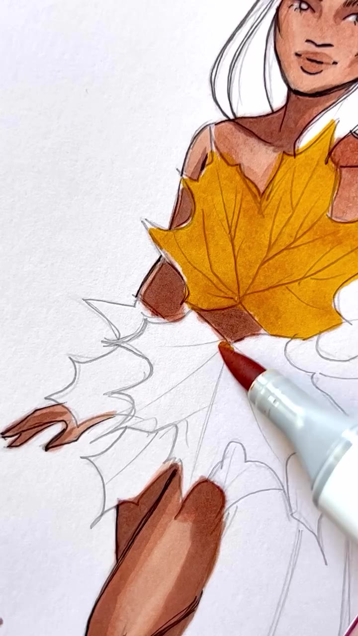 Hello Fall 🥰🍁🍂 #autumn #fashionillustration #copicmarkers #asmr…