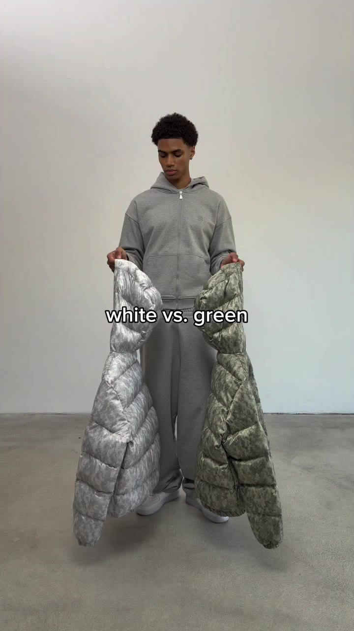 White camo puffer or green camo puffer jacket?👀 #pufferjacket #fashion #style…