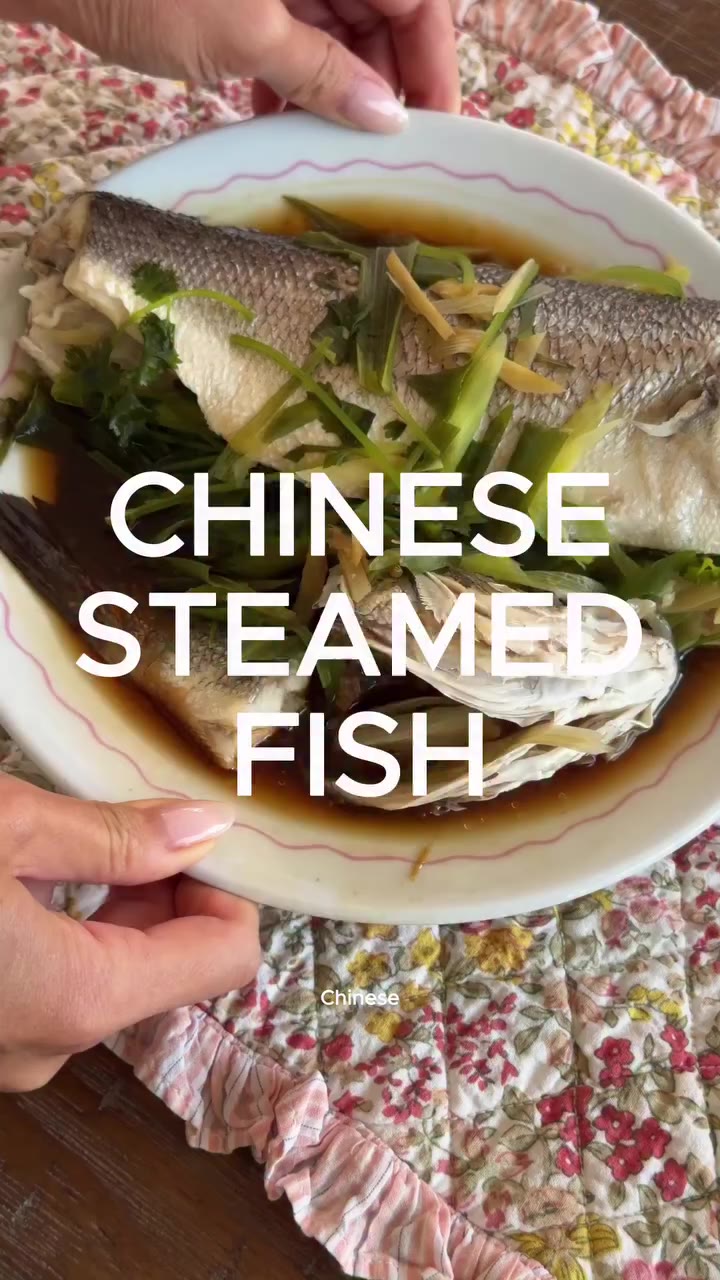 Chinese Steamed Fish with Ginger, Green Onion & Soy Sauce 🐟 清蒸魚 (Serves ~4)…