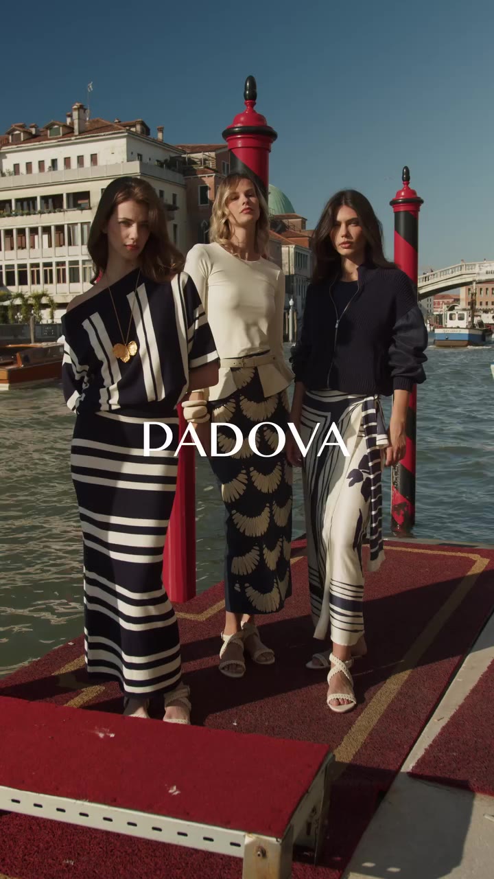 Blue returns to Ancora, carried through bold prints and embroidery, without…