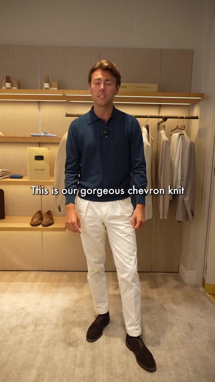 The perfect base layer for autumn.⁠ ⁠ The Eton Chevron Knit Long Sleeve Polo…