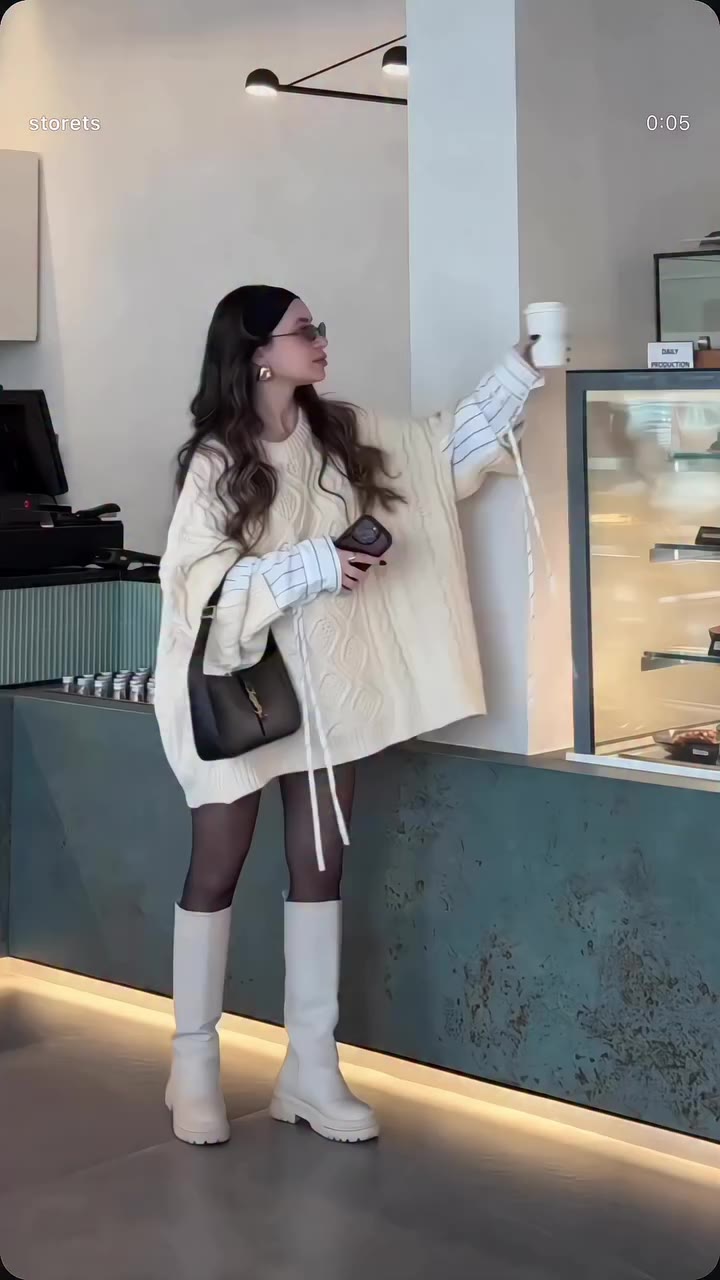 Just a cool girl on her coffee run☕️ @joamatar in Sadie Shirt Combo Knit…