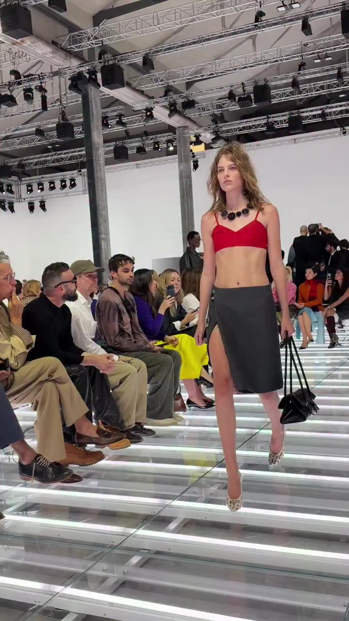 It’s skirt season chez @Prada! Declaring the wardrobe item an “obsession,”…