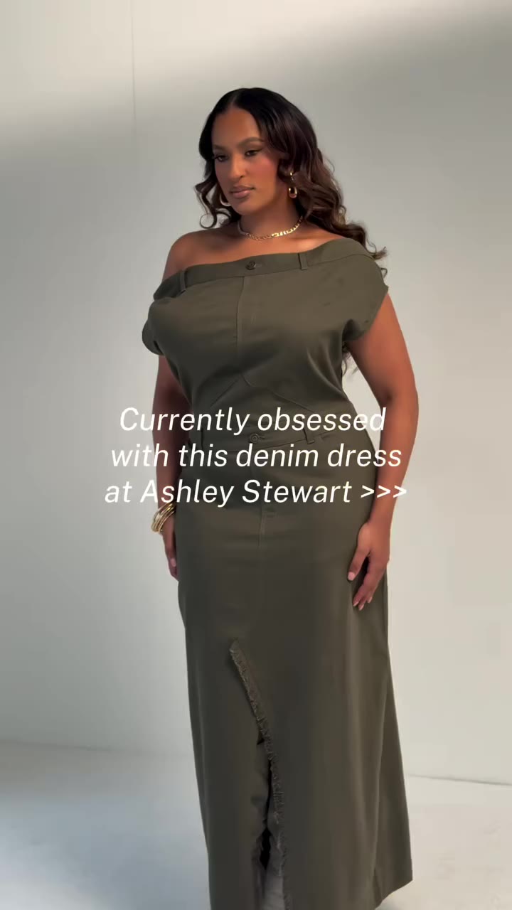 Denim dress season just got a little sexier. 👖🔥 The Off-The-Shoulder Denim…
