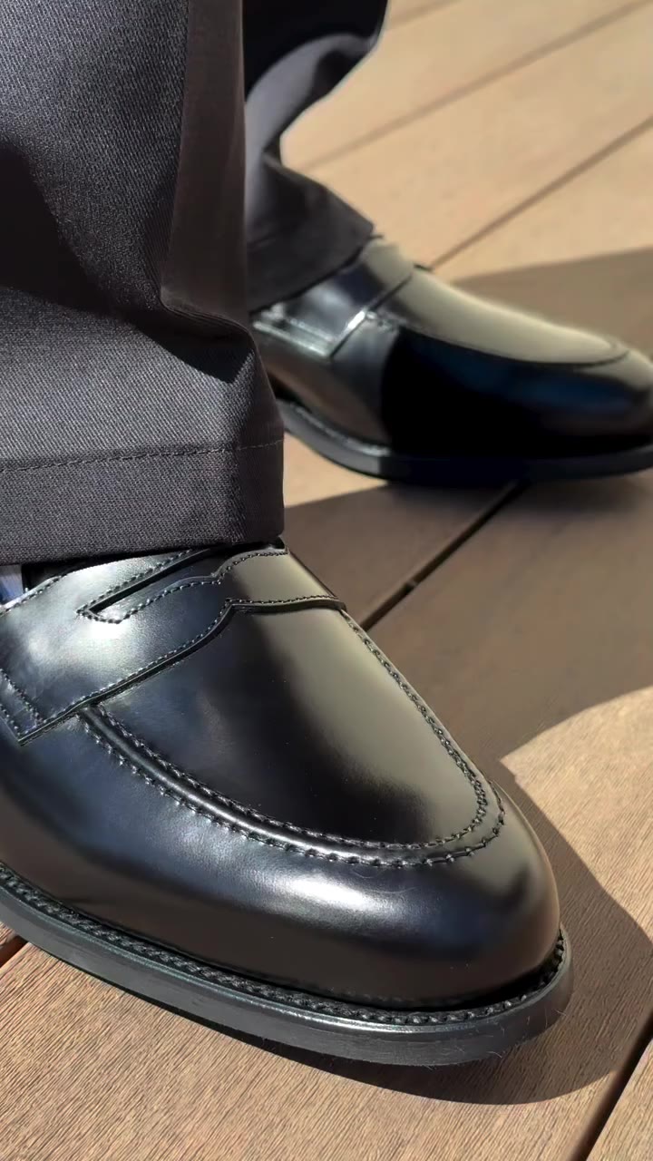 Solovairs 👞 Black Hi-Shine Penny Loafers ✔️ Made in England ✔️ Goodyear…