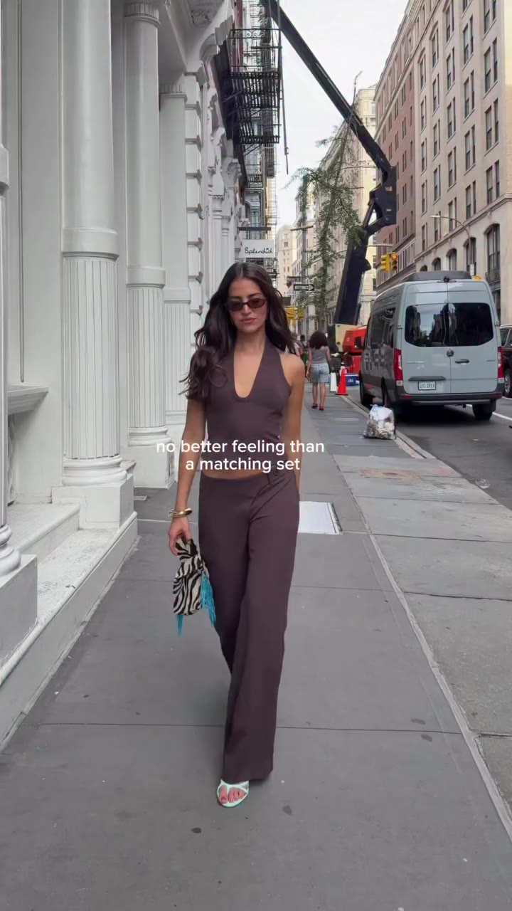 @rosee.lola spotted styling the Ariel Scoop Halter Top and Mock Front Pant…