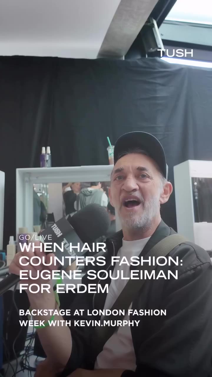 Backstage at @erdem Spring/Summer 2027, @eugenesouleiman brings a masculine…