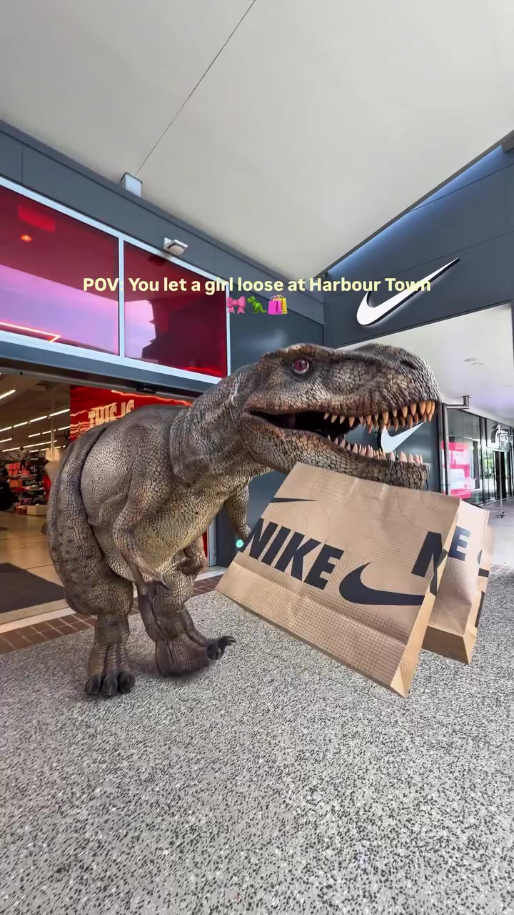 Her first day back from extinction and she chose Harbour Town 💅🦖 Check our…
