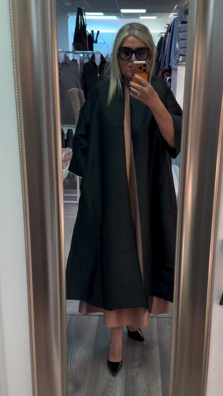 ROISIN LINNANE newness today Black edge to edge coat with bracelet length…