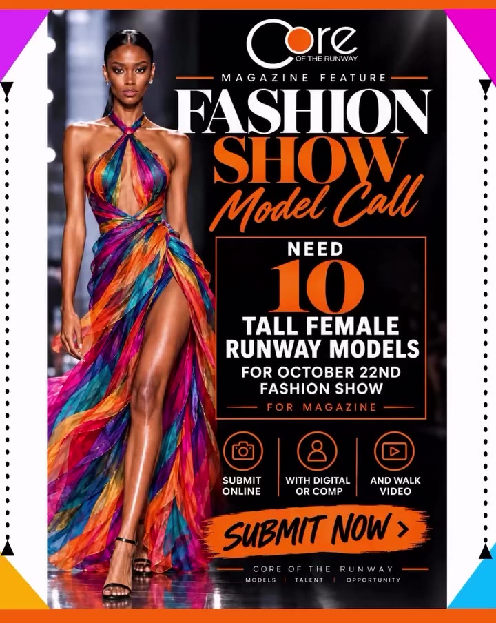 I’m looking for 10 tall models for magazine fashion show that is on Thursday…