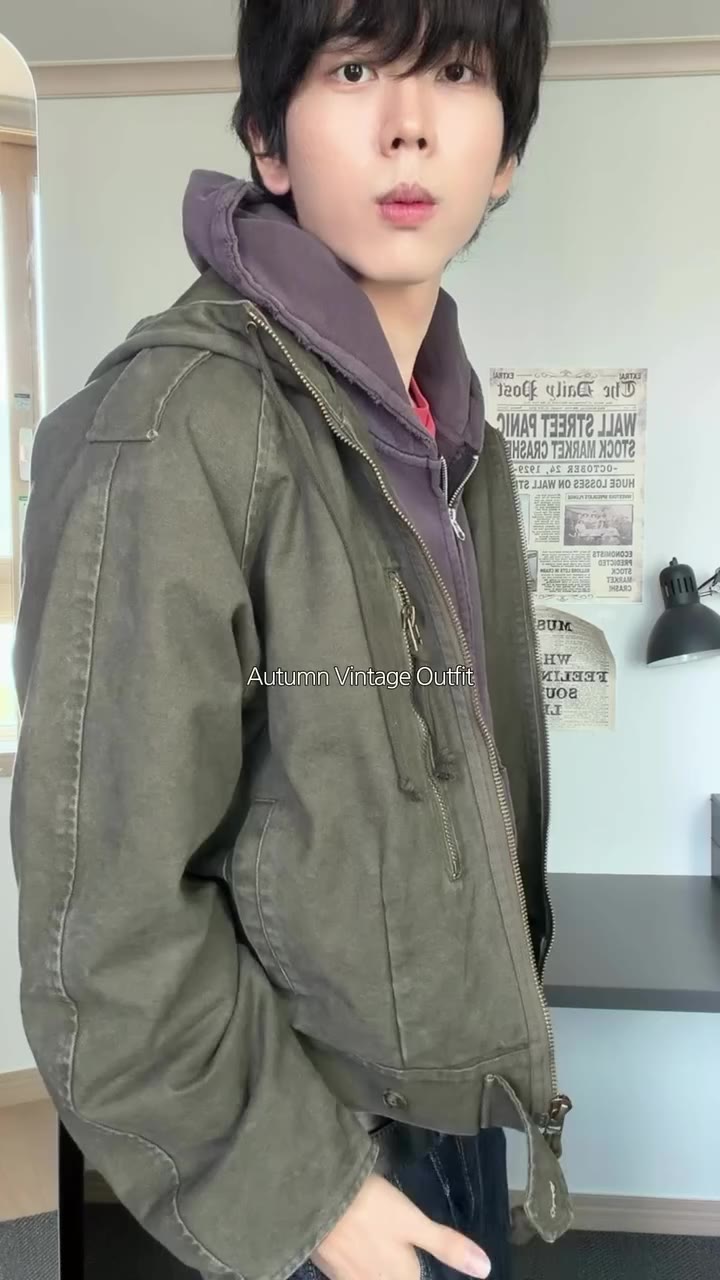 가을 빈티지 코디 💌구매링크는 아무 댓글 남겨주세요! 🏷카네이테이/PIGMENT DAMAGE HOODIE ZIP-UP (DEEP…
