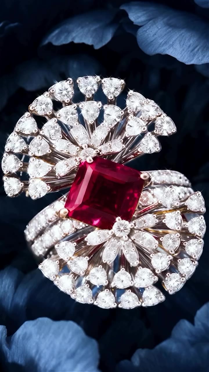 Like a jewel in full bloom, diamonds unfold around a vivid centre! Every facet…
