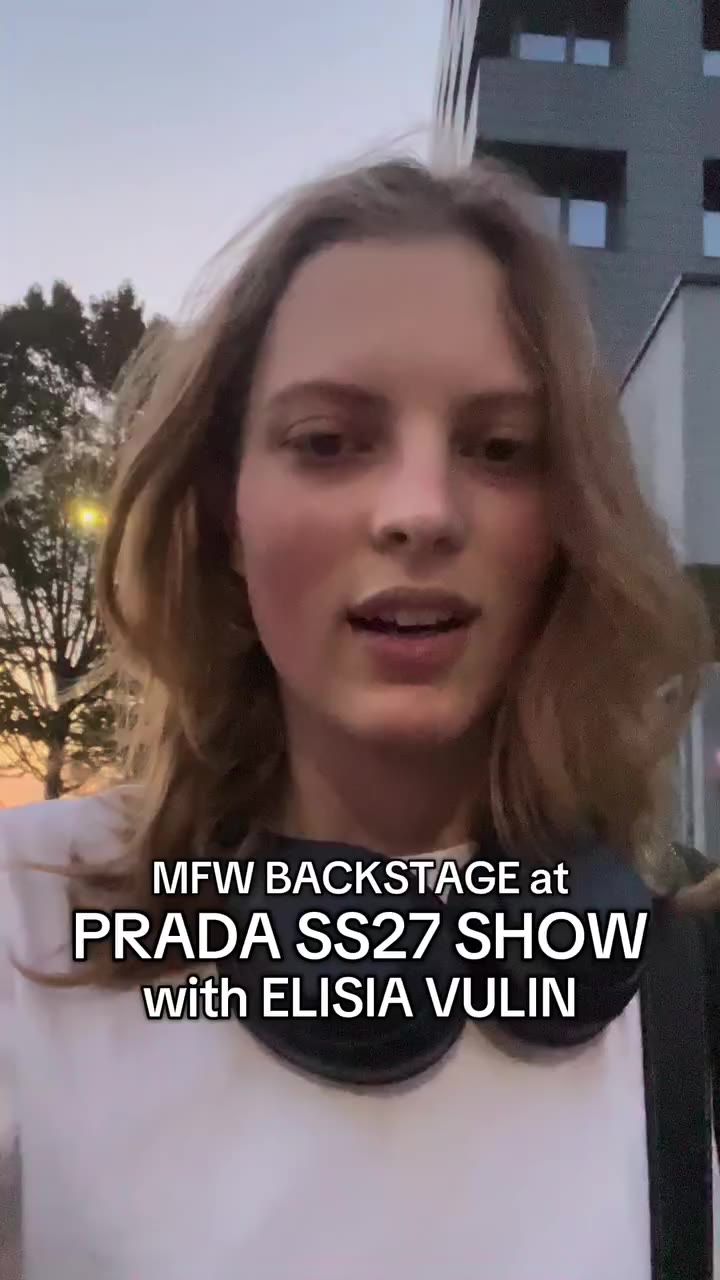 Elisia takes us backstage at the Prada spring summer 2027 show in Milan #Prada…