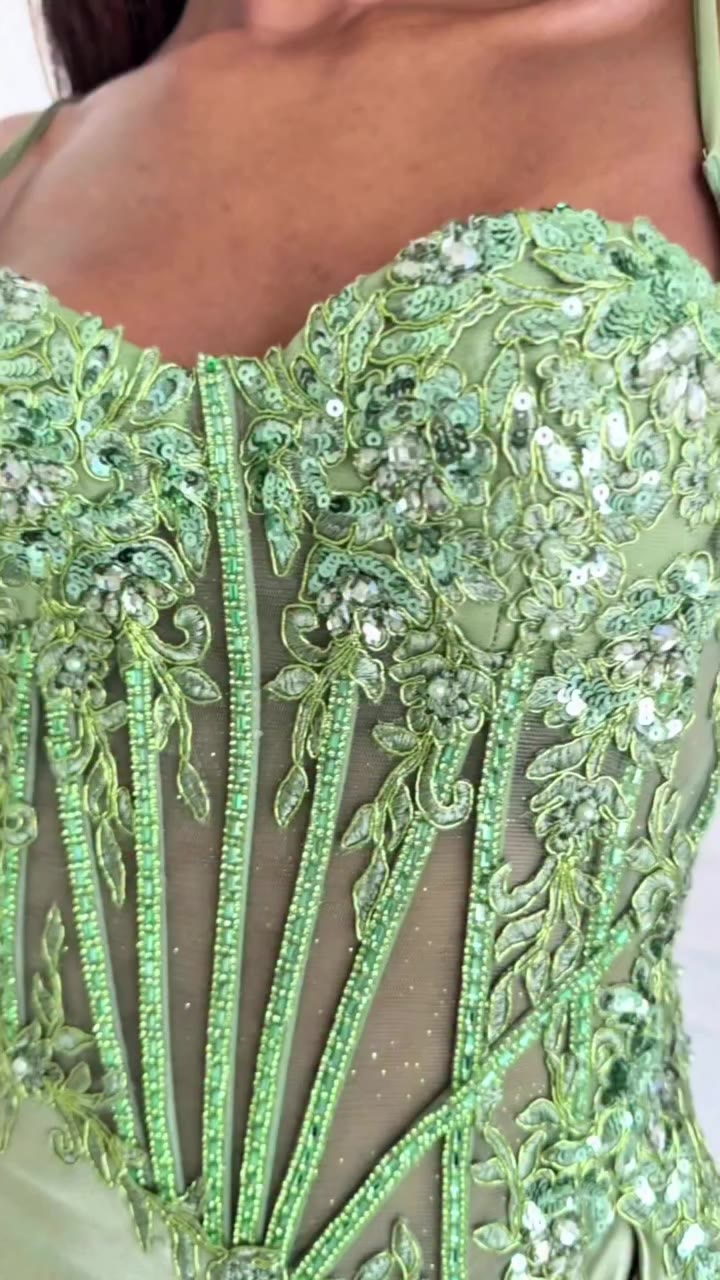 Glam looks better in sage ✨ Satin, sparkle and the perfect silhouette for your…