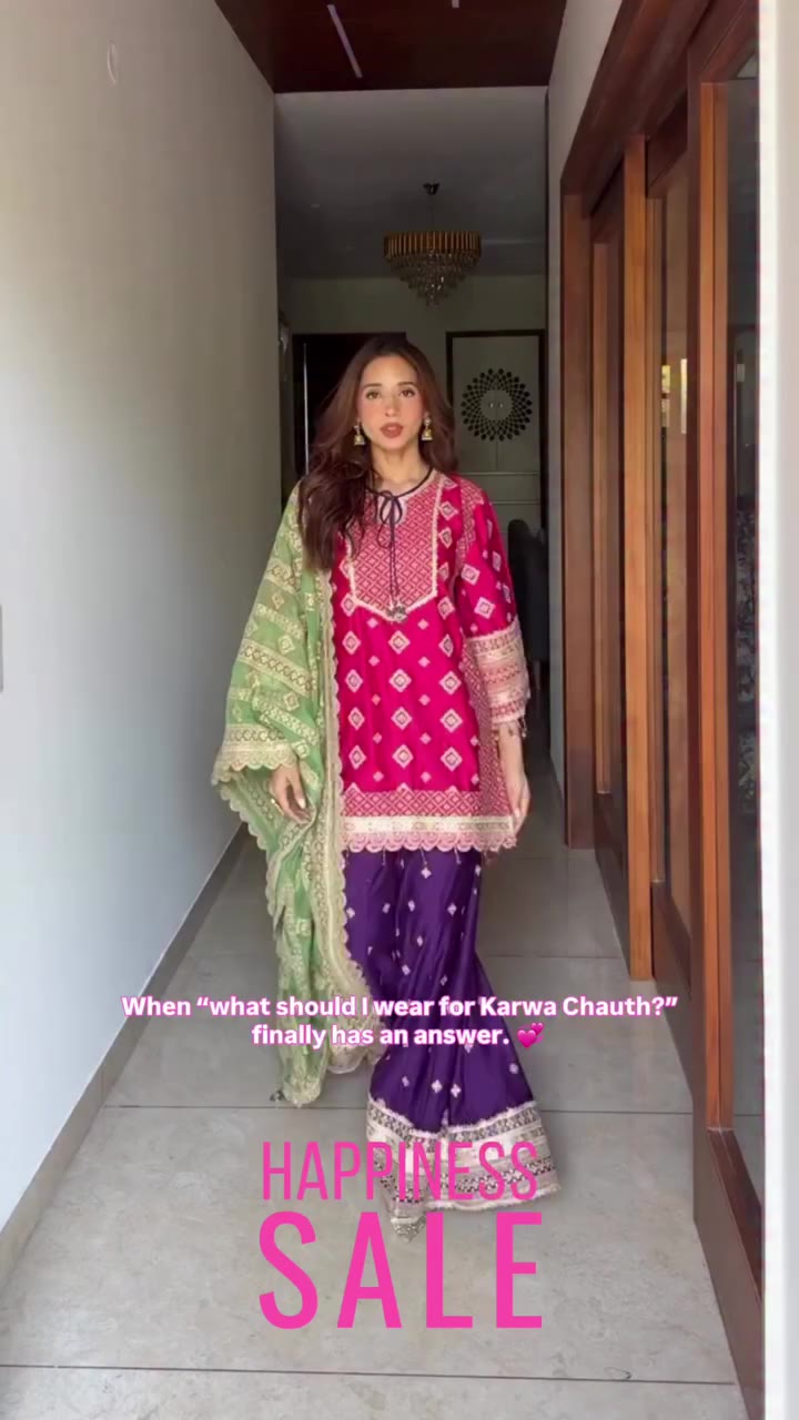 Heera in fuchsia, now on sale. 💗 Your sign to make it your Karwa Chauth pick. ✨
