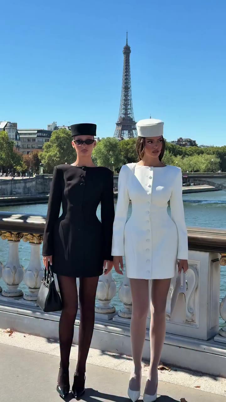 Same structure. Opposite intentions. The AZZURRA Mini Dress in Black & Ivory.⁠