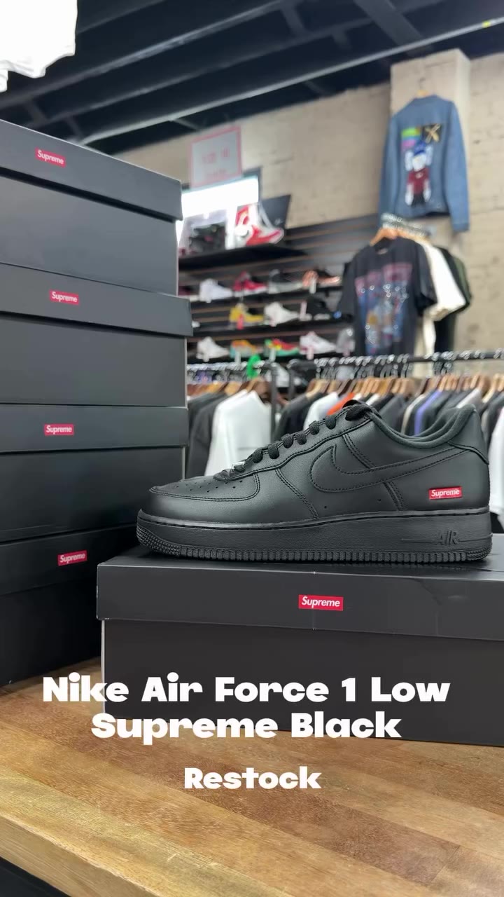 New Inventory In🚨 Nike Air Force 1 Low Supreme Black Sizes 9M-11.5M Available…