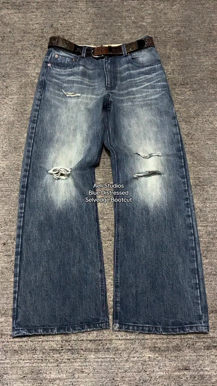 releasing fall winter time! Aeli Studios Distressed Blue Slub Selvedge Bootcut…