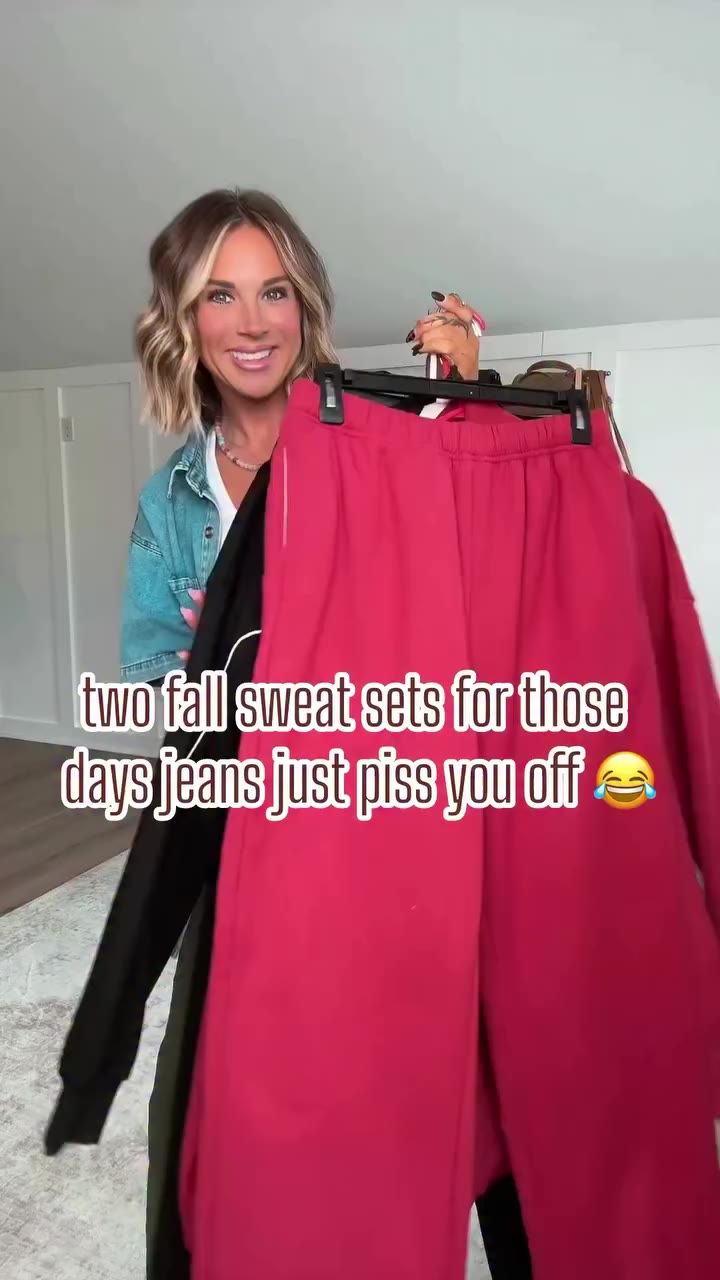 If jeans have officially pissed you off, SAME. 😂 These two fall sweat sets…