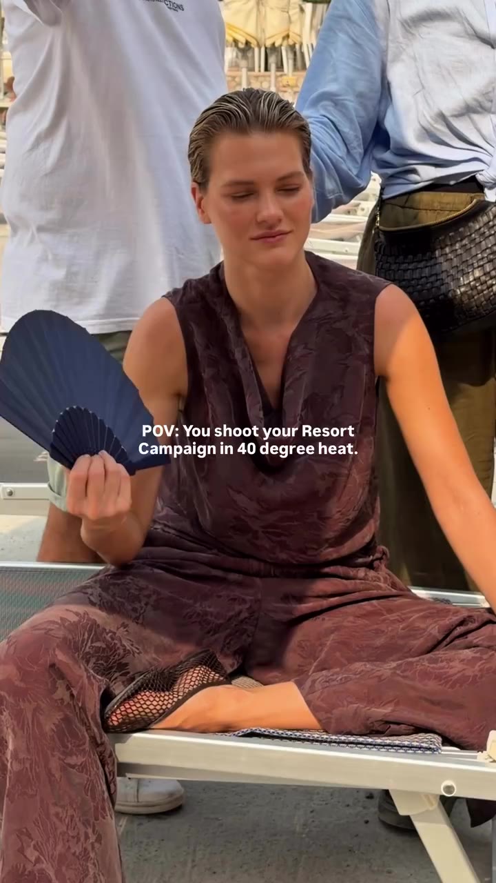 A fan in Sicily is a girl’s best friend. ORA Resort ‘26. Coming soon. #KIVARI