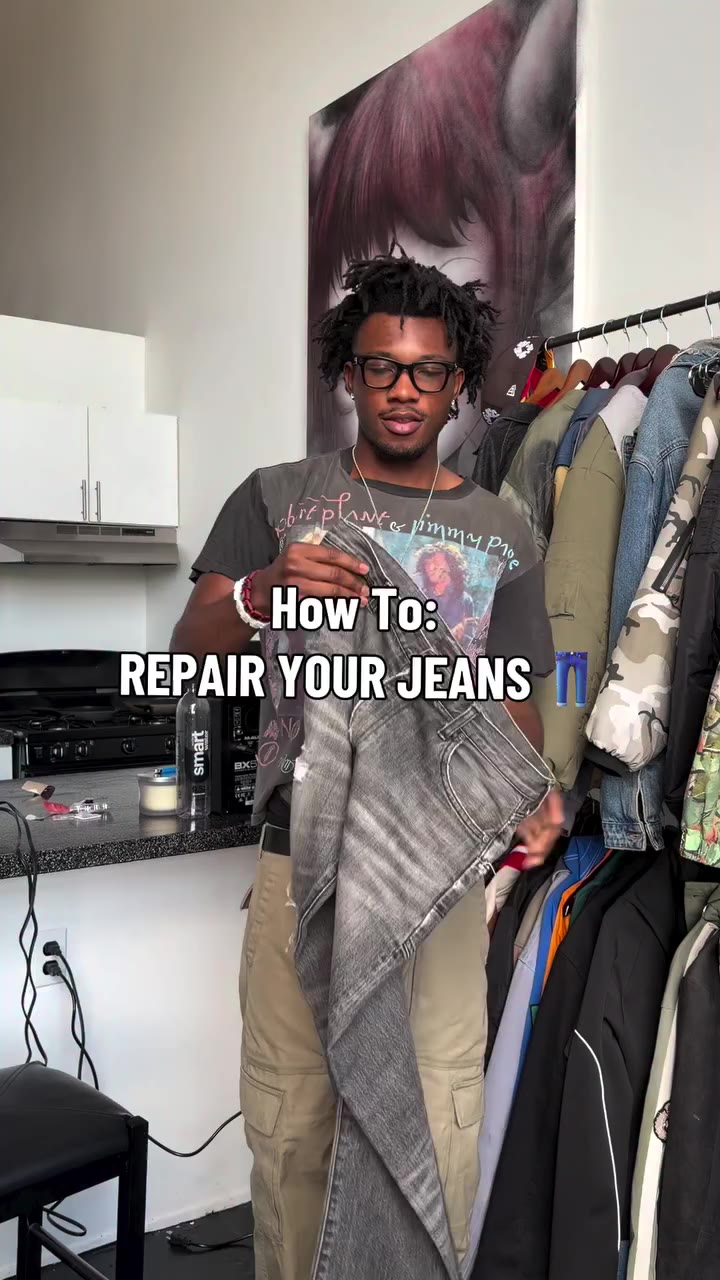 how to repair old jeans 👖 #explore #reels #cashk #streetwear #diy