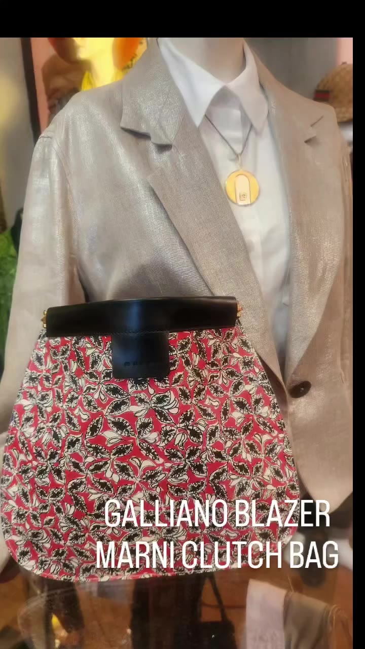 NEW ARRIVALS!!! GOLD LUREX GALLIANO BLAZER.. SIZE10 MARNI CLUTCH BAG…