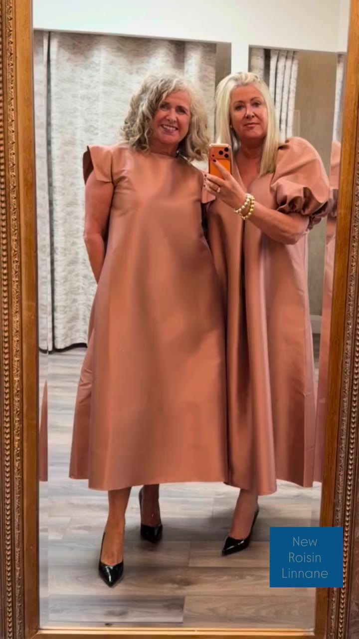 OLD ROSE : in 2 styles Gemma wears the Gardenia dress Michele wears the Lennon…