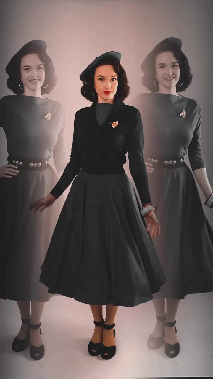Twirling into Autumn. Our slash neck top, cardigan and circle skirt makes a…
