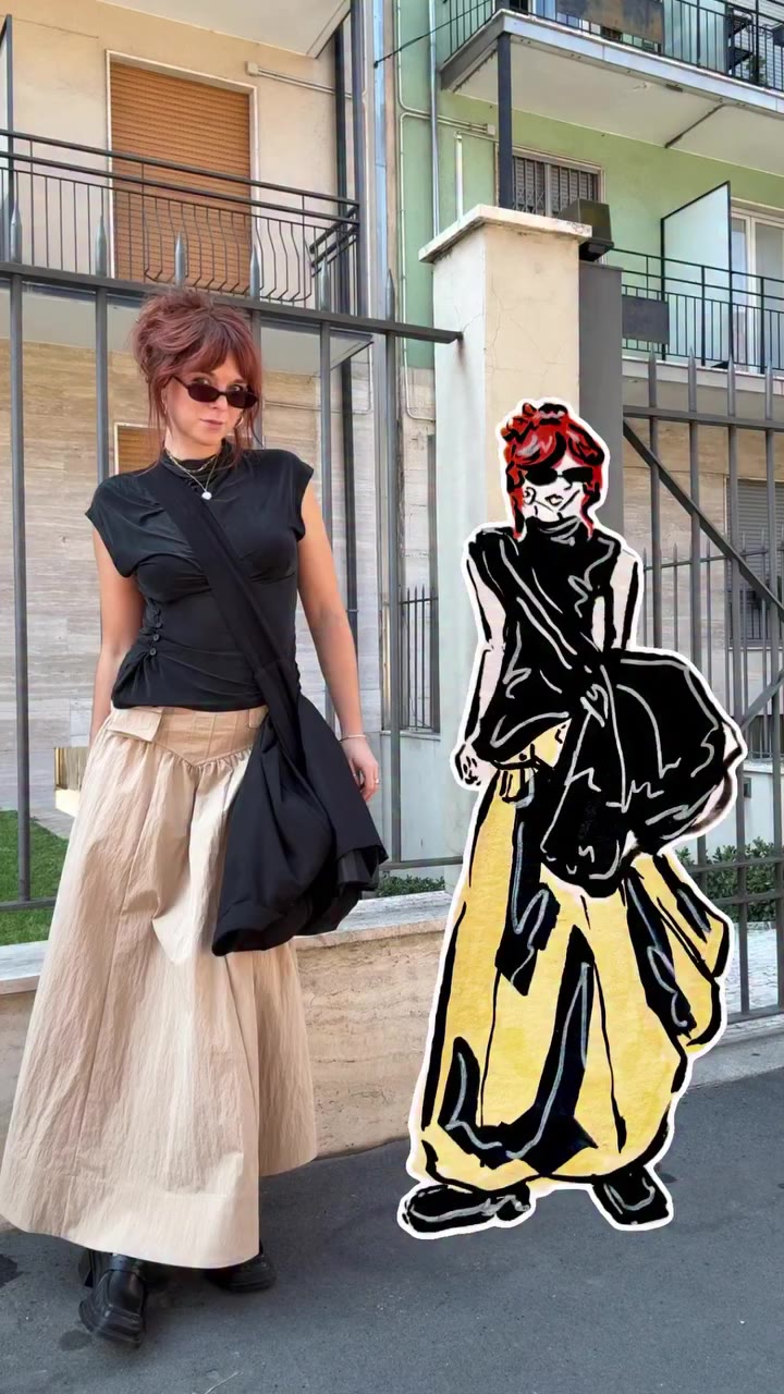 What I wore while sketching in Milan ✍️ the skirt of my dreams @ganni…