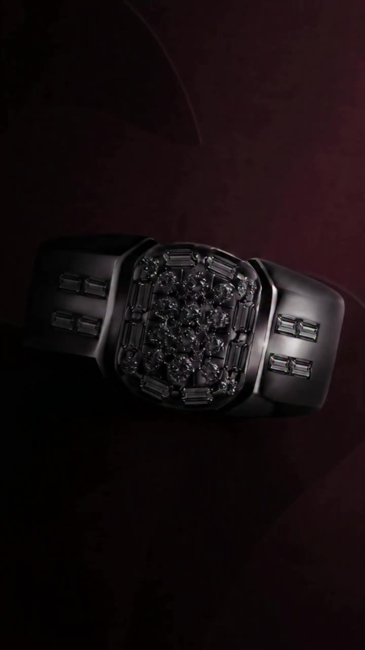 The confidence of a man, captures in bold elegance. Featuring 38 baguette-cut…