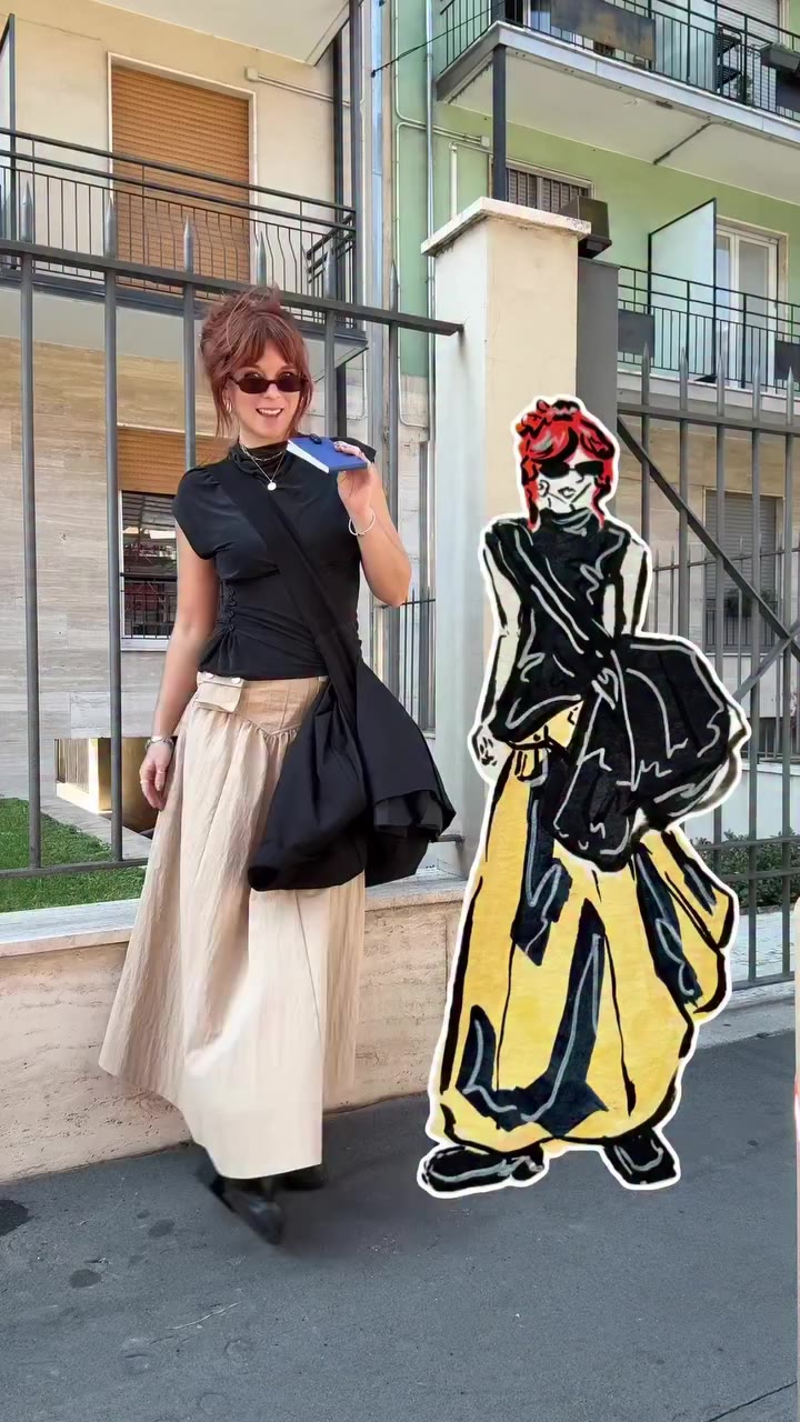 A sunny autumn in Milan outfit from fashion month #drawingpeople…