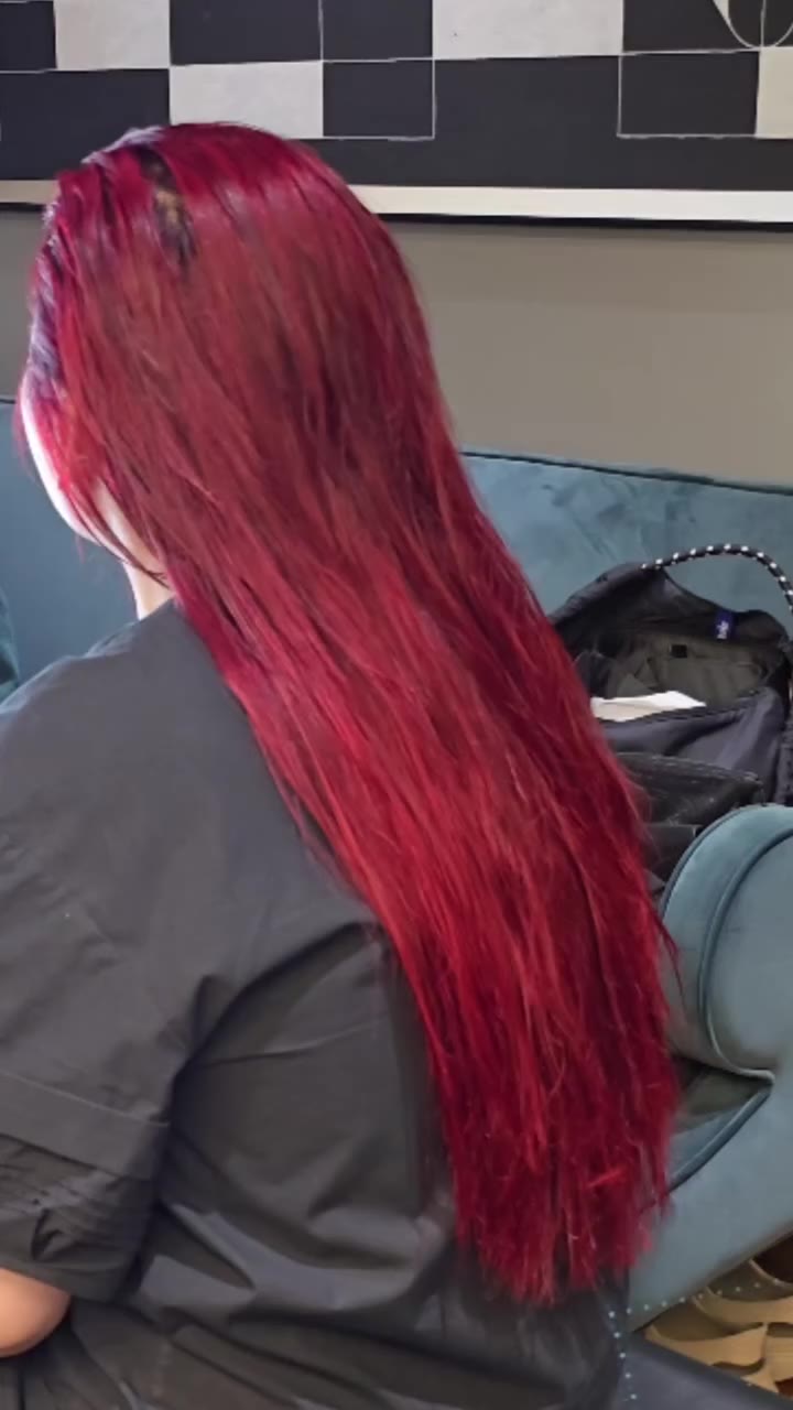 “Getting Ira’s gorgeous red hair ready, starting on damp hair with a heat…