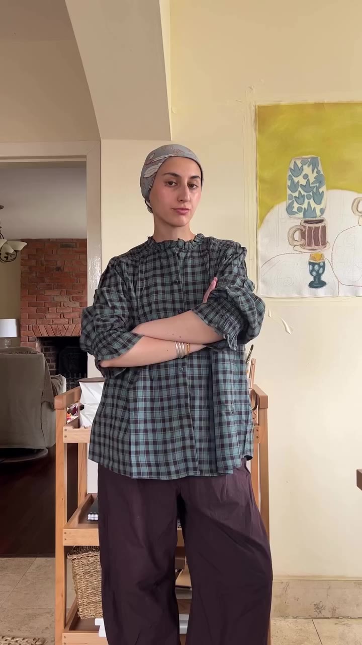 A little glimpse into @modestmira’s creative world. Wearing our Ruby Check…