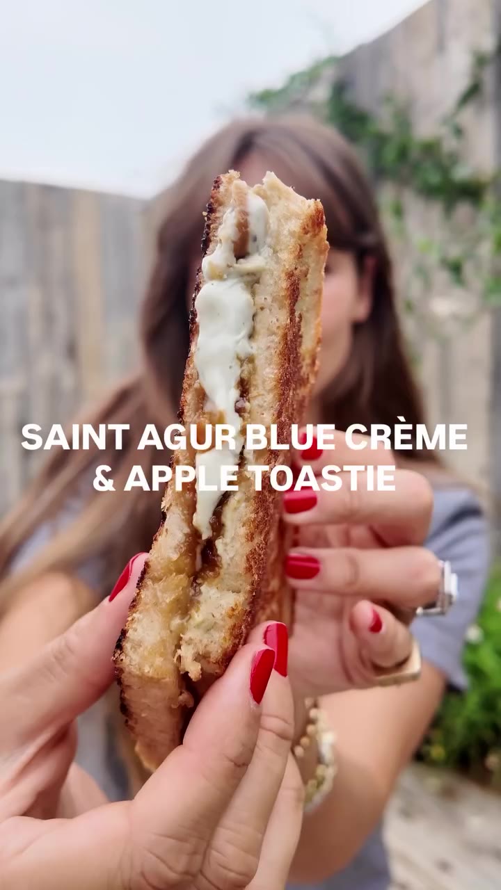 A cheeseboard toastie. Saint Agur Blue Crème, grated apple, caramelised onion…