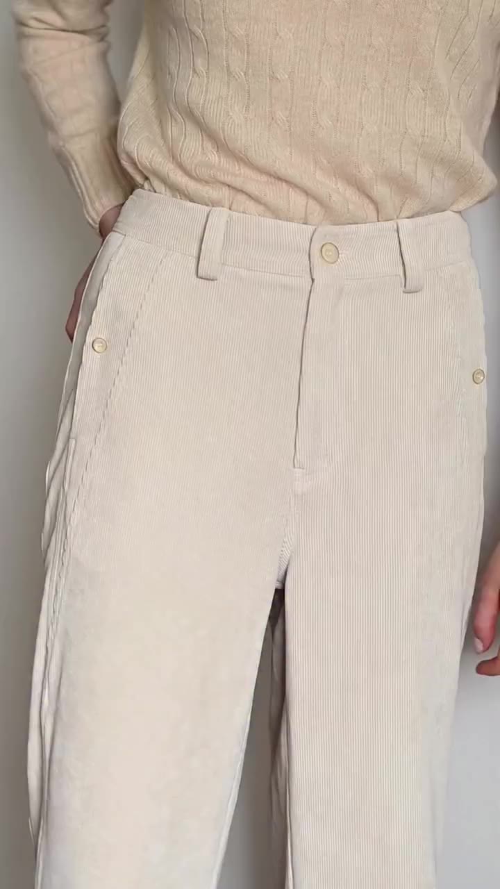 Ghislaine High-Waisted Wide-Leg Trousers🤎 Soft corduroy that elevates every…