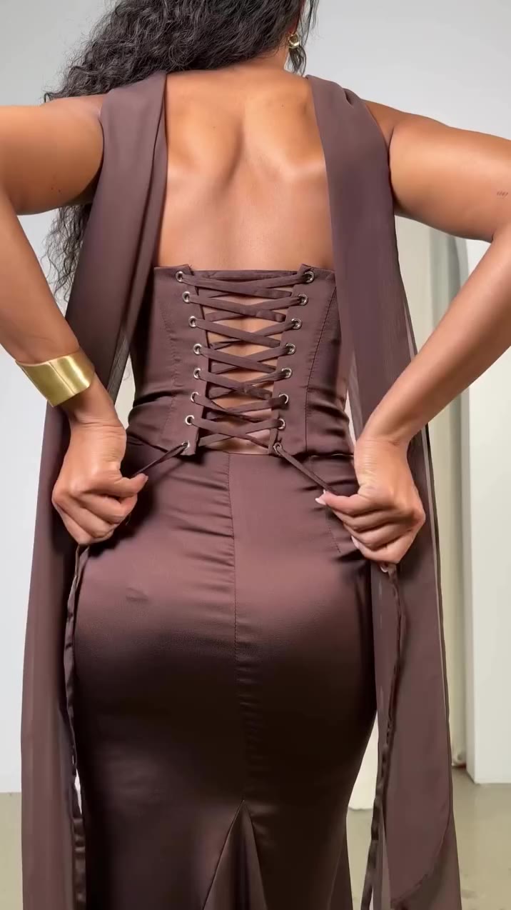 The details on Sorrel. 🤎 Corset top, mermaid skirt, and a matching chiffon…