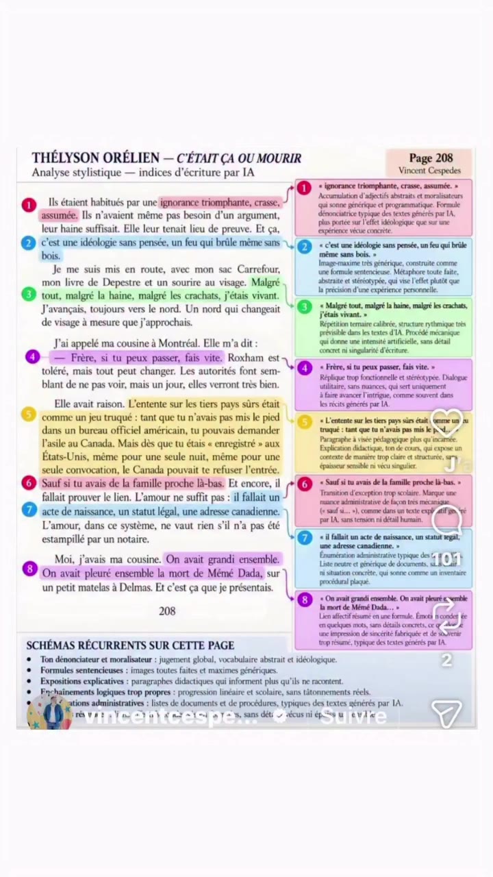 Extrait des documents, générés par l’IA, concernant le roman C’était ça ou…