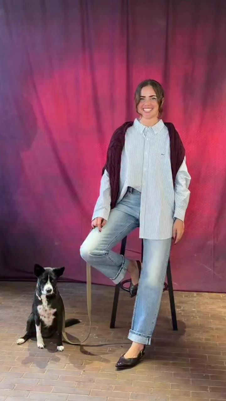 on set with Takkie for @levis raised a model doggy