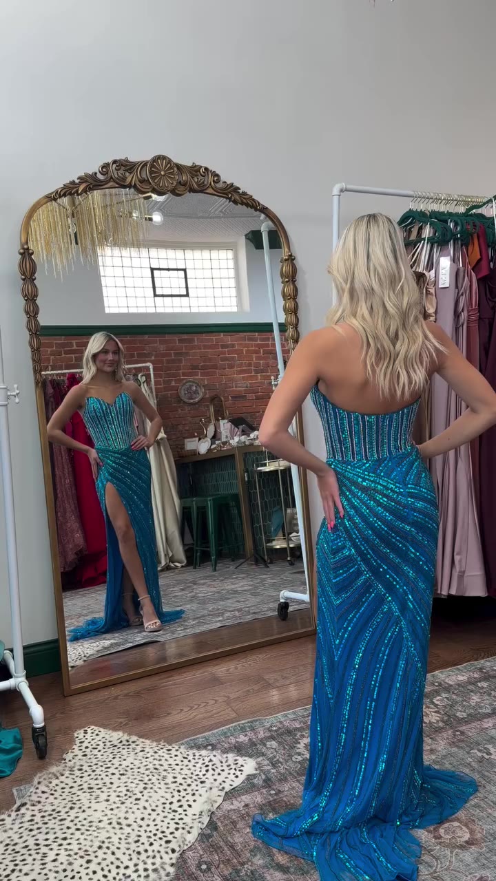 beaded beauty🩵 👑: @gabbie_forbis 👗: @ashleylauren #prom #prom2026 #dress…