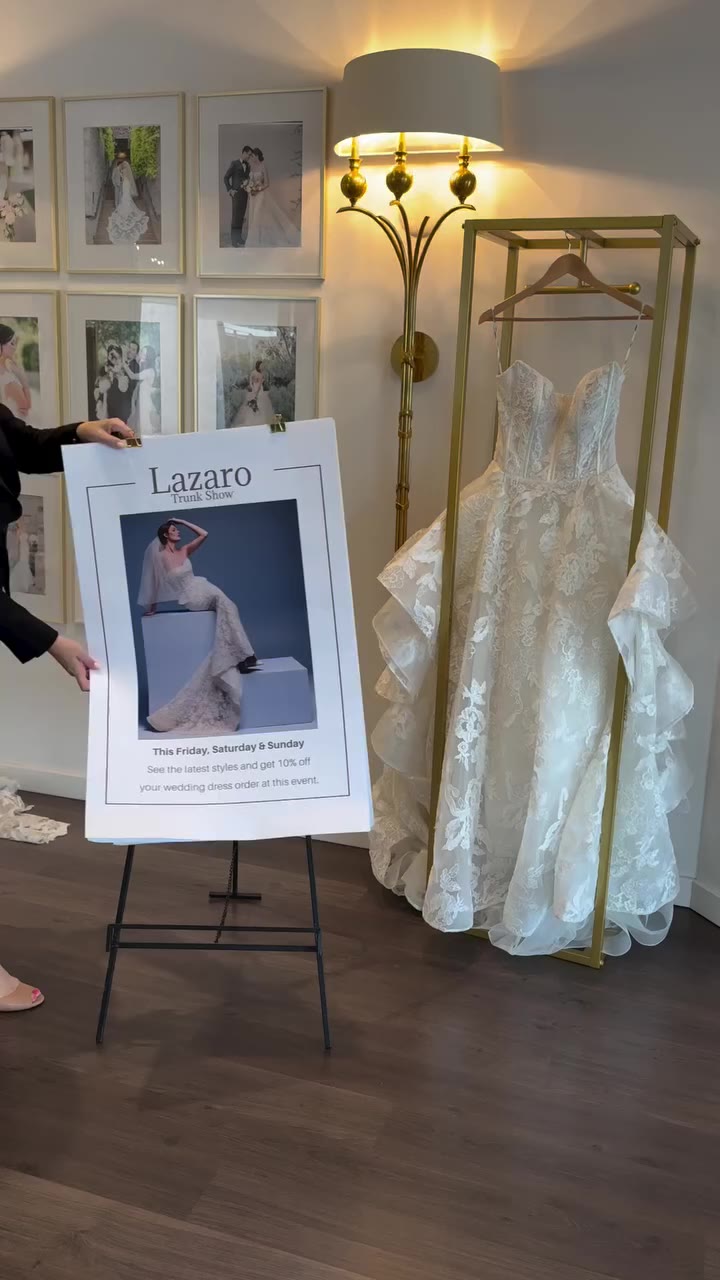 Get ready with us for our @lazarobridal trunk show! So many unique gowns are…