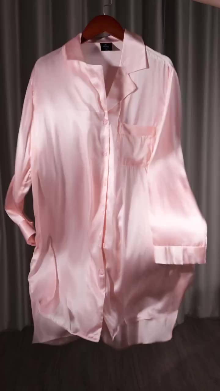 A softer way to end the day. ✨ A pure silk nightshirt with a high-low hem…