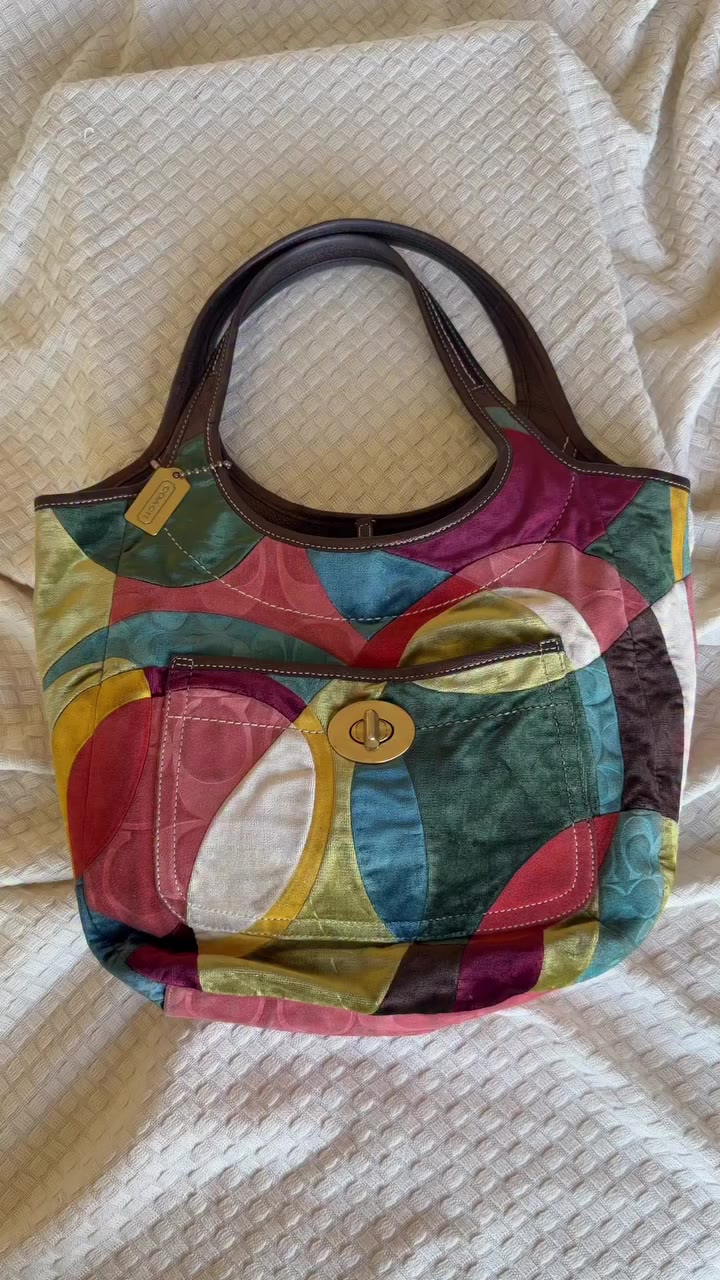 One of my favorite bags of all time - the @coach patchwork ergo multicolor…