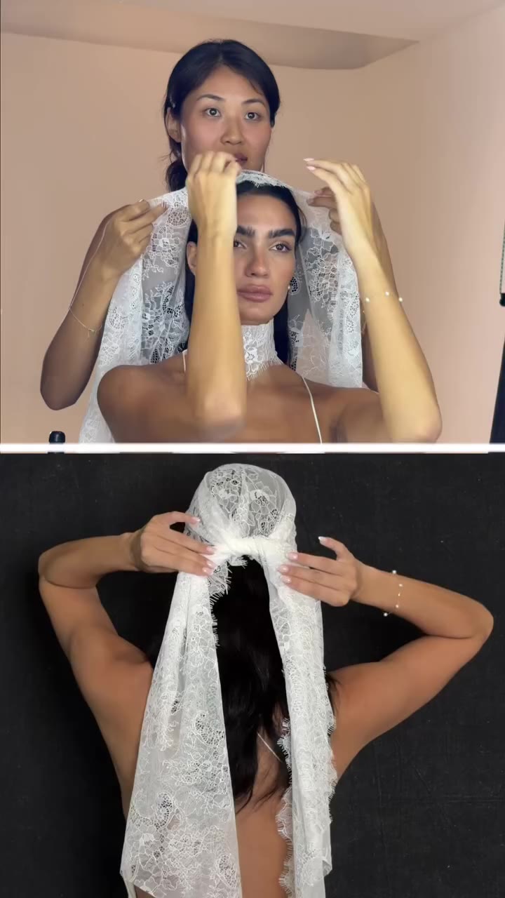 One lace scarf, three ways to style it 🤍 Wear it as a headscarf, drape it as…