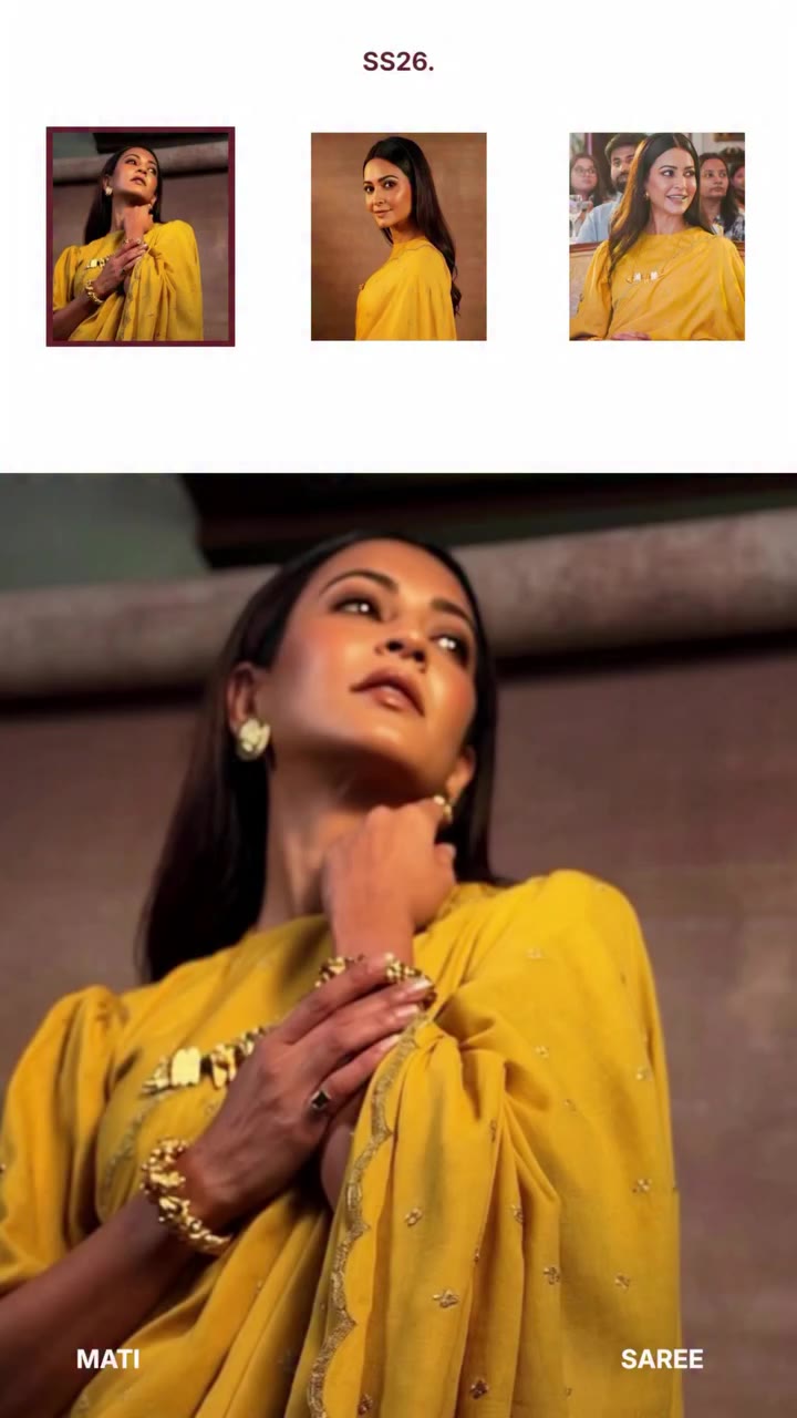 @kriti.kharbanda in Mati Yellow Saree 💛
