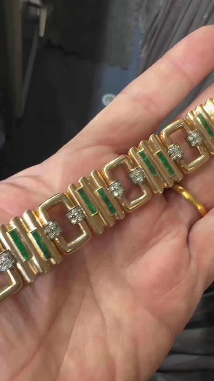 Just in#fabulous gold emerald diamond 1960c#stunning #bracelet JohnJoseph Bada…