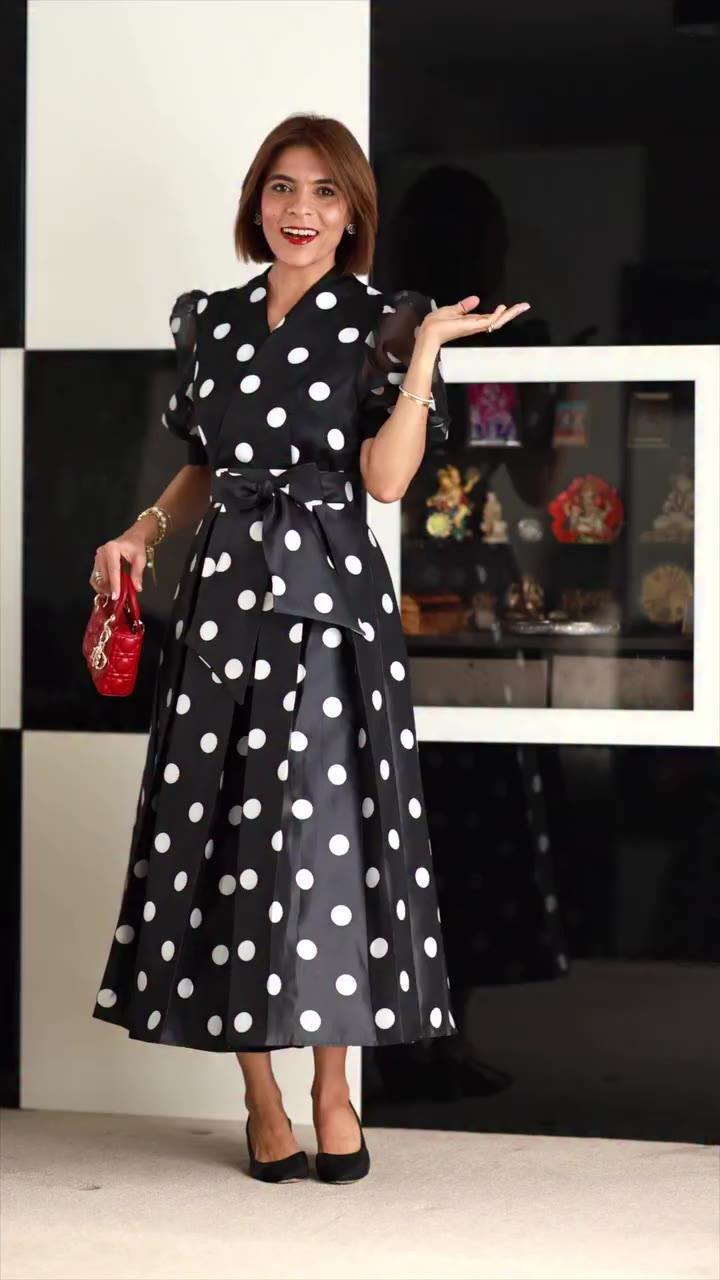 Polka dot perfection 🖤🤍 Dress: @chicwish Photo by: @trishbhattstudios 🧚‍♀️…